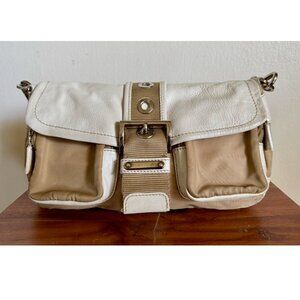 PRADA Vitello-Trimmed Tessuto Double Pocket Buckle Flap Shoulder Bag